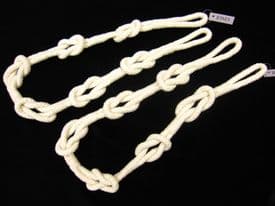 2 Shanklin knotted rope curtain tiebacks Natural cream cotton 86cm ties tie back