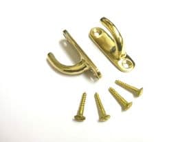 2 Slim Brass Tieback Tassel Hooks - Solid Brass Regent Hooks 4.5cm x 1.3cm
