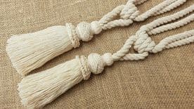 2 Small Natural Cotton Turks Knot Tassel Curtain Tie Backs Fabric Rope Tiebacks