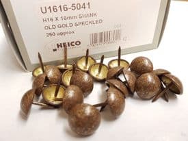 250 Old Gold Speckled 16mm upholstery nails large tacks Heico furniture studs