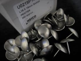 50 LARGE 19mm UPHOLSTERY NAILS Matt sheen silver PEWTER domed head pins studs
