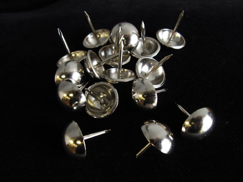 50 Nickel chrome 16mm upholstery nails large tacks Heico H16 furniture