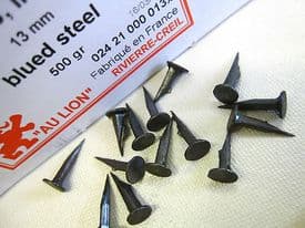 500g box of Upholstery tacks 13mm - 1000 approx blue steel improved cut nails