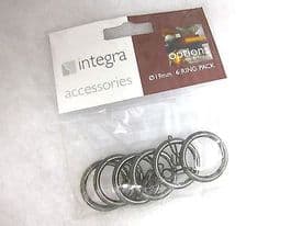 6 Integra Black Nickel Metal curtain pole rings for 19mm rod int dia 25mm small