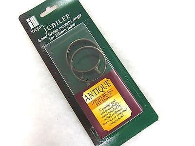 6 Integra Jubilee Antique Brass Curtain Pole Rings For 25mm Poles Int Dia 40mm