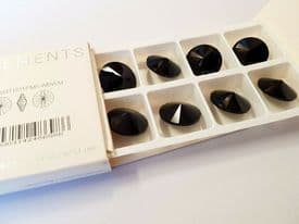 8 Swarovski Buttons 23mm Diameter Jet Black Crystal Glass Round sew On 3015