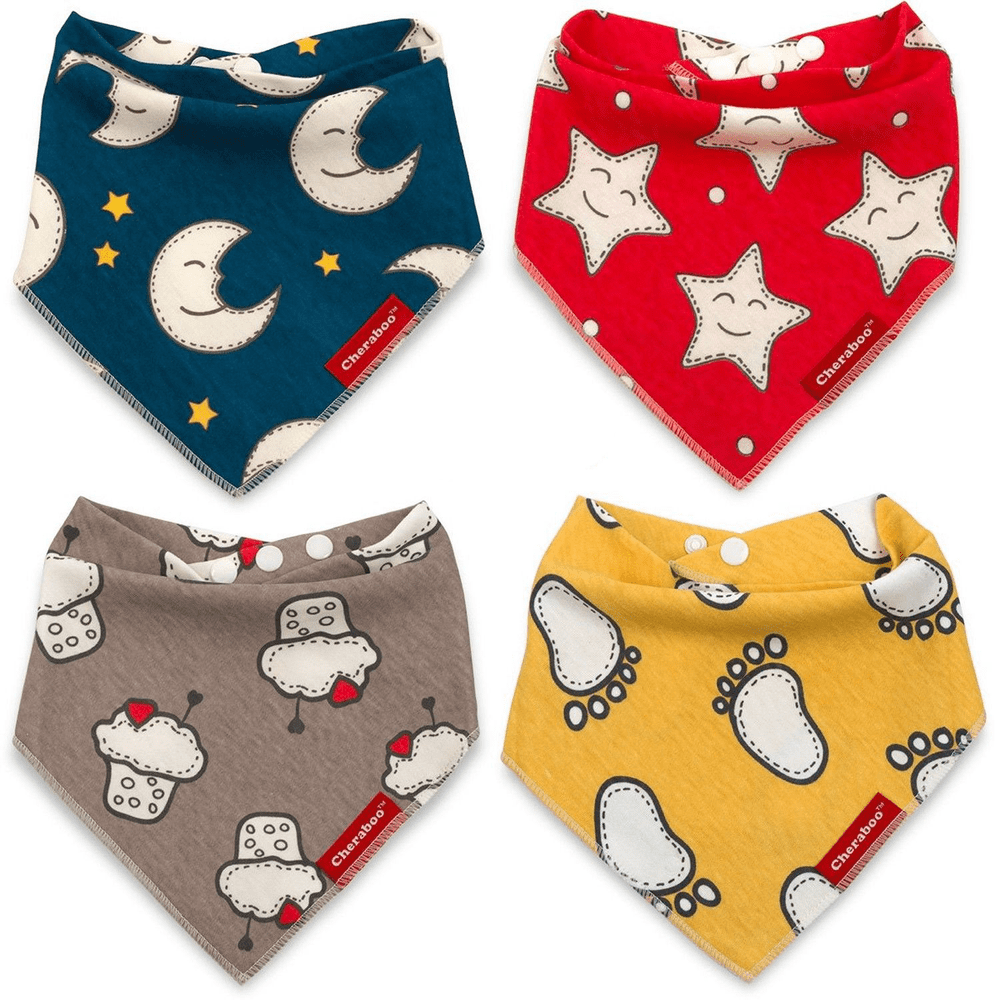 Baby Bandana Drool Bibs 4 Pack Cheraboo Dribble Soft & Reversible Bib