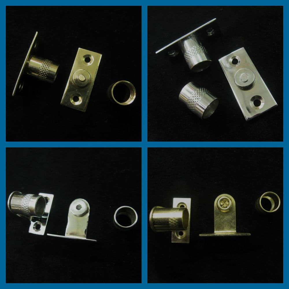 Curtain rod sockets Brackets for 16mm diameter net rods tube in Chrome and brass 