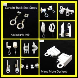 Curtain Track End Stops - Rail end stoppers hooks eye stays - SOLD PER PAIR