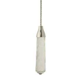 Large Glass Light Cord Pull 10cm with Chrome Silver Trim - 95cm Chain and Connector