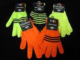 Magic neon gloves - ONE SIZE - unisex boy girl winter fashion gloves 2 in 1