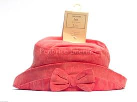 Mothercare pink bow corduroy baby girls hat up to 4 years 100% cotton Washable 40'