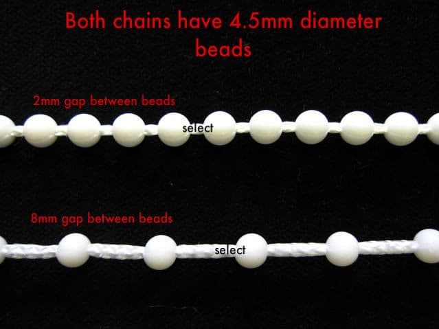 Roller blind beaded chain cord white plastic bead part PER 2mt