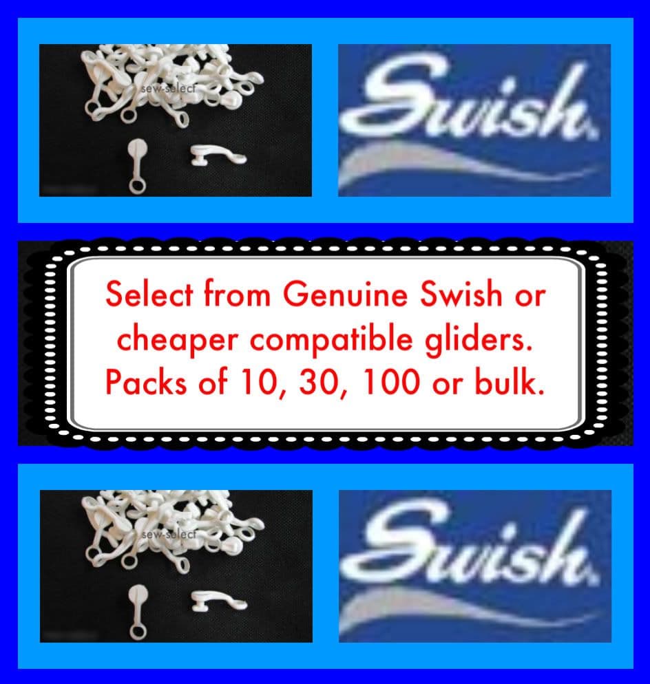Swish Deluxe Curtain Track Gliders De luxe rail hooks