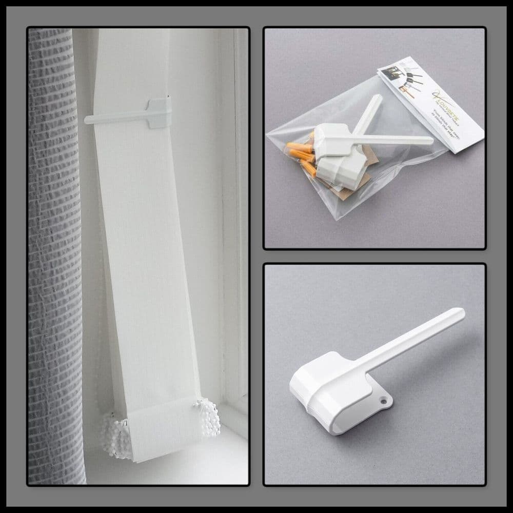 Vertical Blind Slat Holdbacks White Tieback Arms PAIR Louvreties Ties Screws