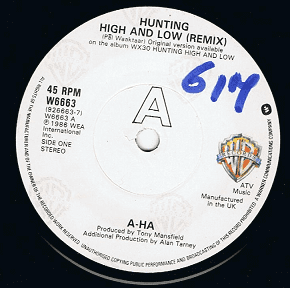 A-HA Hunting High And Low 7" Single Vinyl Record 45rpm Warner Bros. 1986