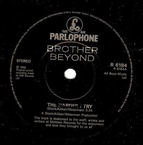BROTHER BEYOND The Harder I Try Vinyl Record 7 Inch Parlophone 1988