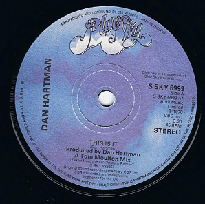 DAN HARTMAN This Is It 7" Single Vinyl Record 45rpm Blue Sky 1978