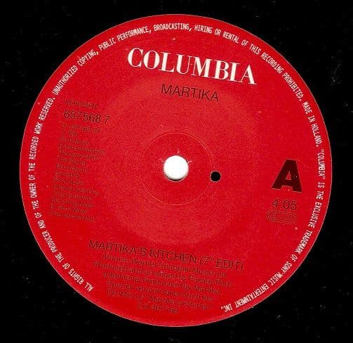 MARTIKA Martika's Kitchen Vinyl Record 7 Inch Dutch Columbia 1991