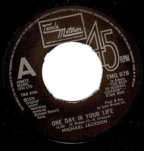 MICHAEL JACKSON One Day In Your Life Vinyl Record 7 Inch Tamla Motown 1981.