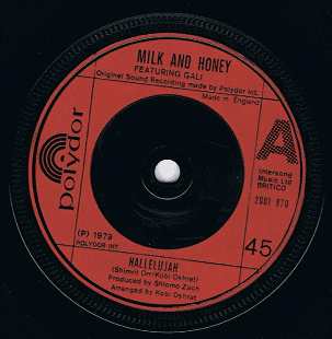 MILK AND HONEY FEATURING GALI ATARI Hallelujah 7" Single Vinyl Record 45rpm Polydor 1979