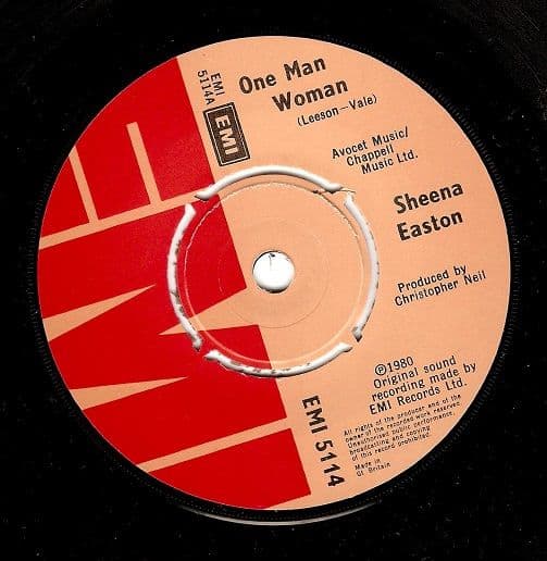 SHEENA EASTON One Man Woman Vinyl Record 7 Inch EMI 1980