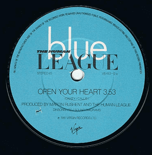 THE HUMAN LEAGUE Open Your Heart 7" Single Vinyl Record 45rpm Virgin 1981