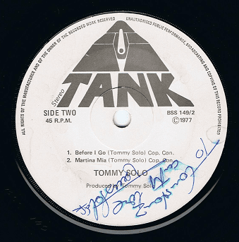 TOMMY SOLO Before I Go EP 7" Single Vinyl Record 45rpm SIGNED AUTOGRAPHED Tank 1977