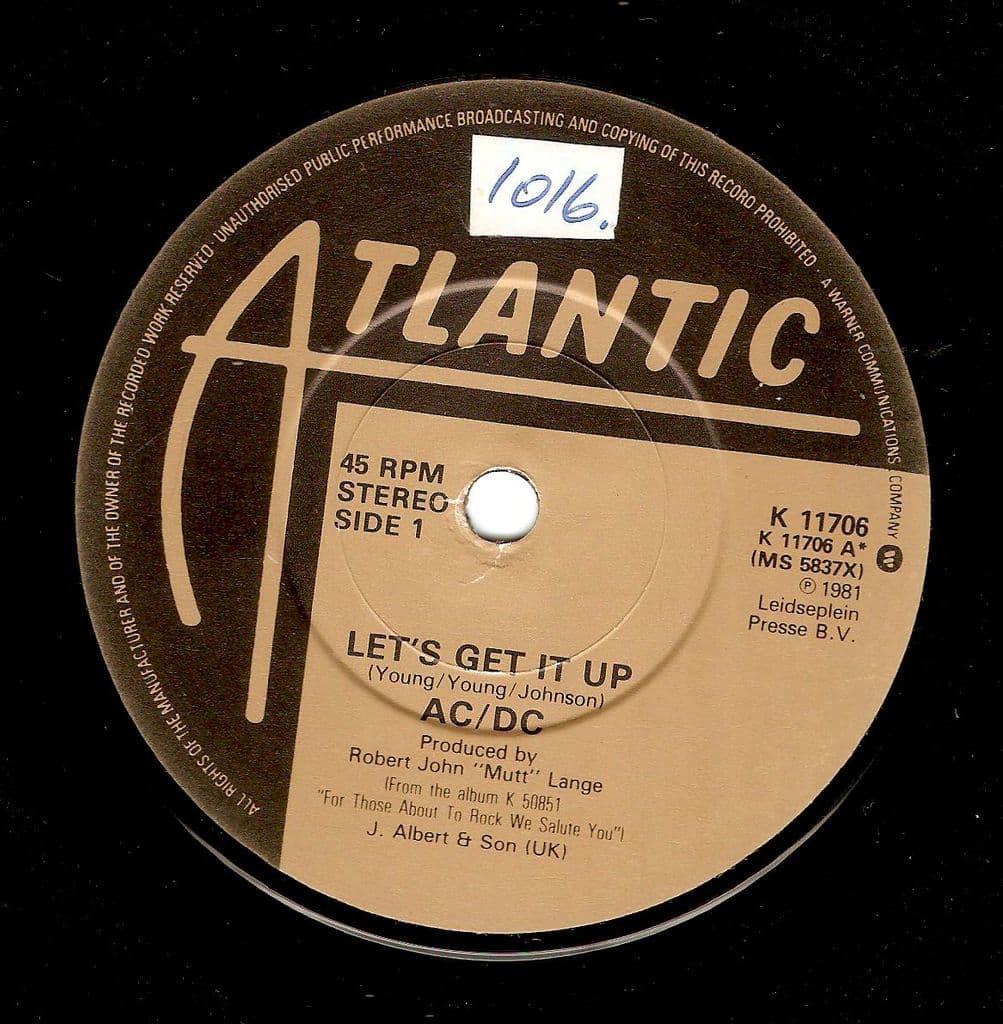 AC/DC Let s Get It Up Vinyl Record 7 Inch Atlantic 1981