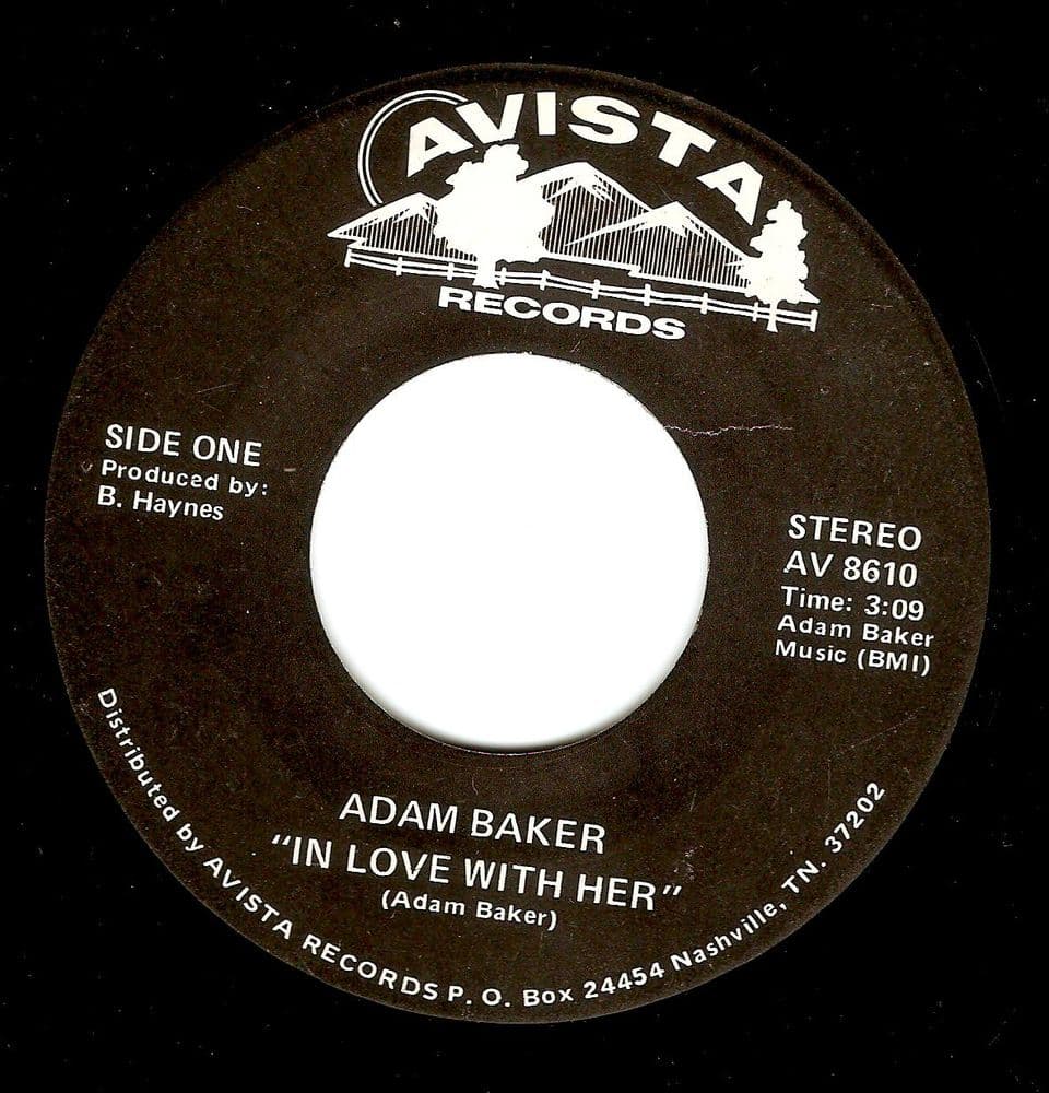 ADAM BAKER In Love With Her Vinyl Record 7 Inch US Avista 1986 Promo