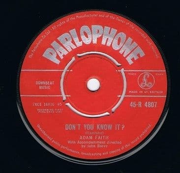ADAM FAITH Don't You Know It Vinyl Record 7 Inch Parlophone 1961