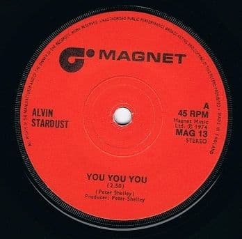 ALVIN STARDUST You You You 7" Single Vinyl Record 45rpm Magnet 1974