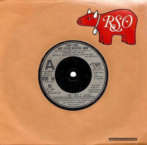 ANDY GIBB AND OLIVIA NEWTON-JOHN I Can't Help It Vinyl Record 7 Inch RSO 1980