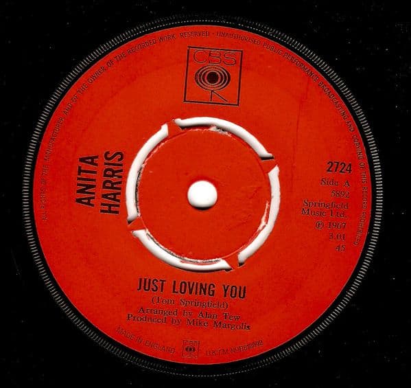 ANITA HARRIS Just Loving You Vinyl Record 7 Inch CBS 1967