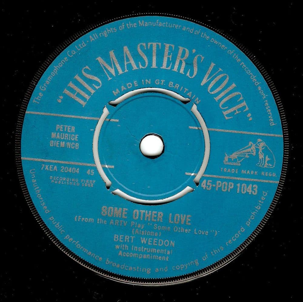 BERT WEEDON Some Other Love Vinyl Record 7 Inch HMV 1962