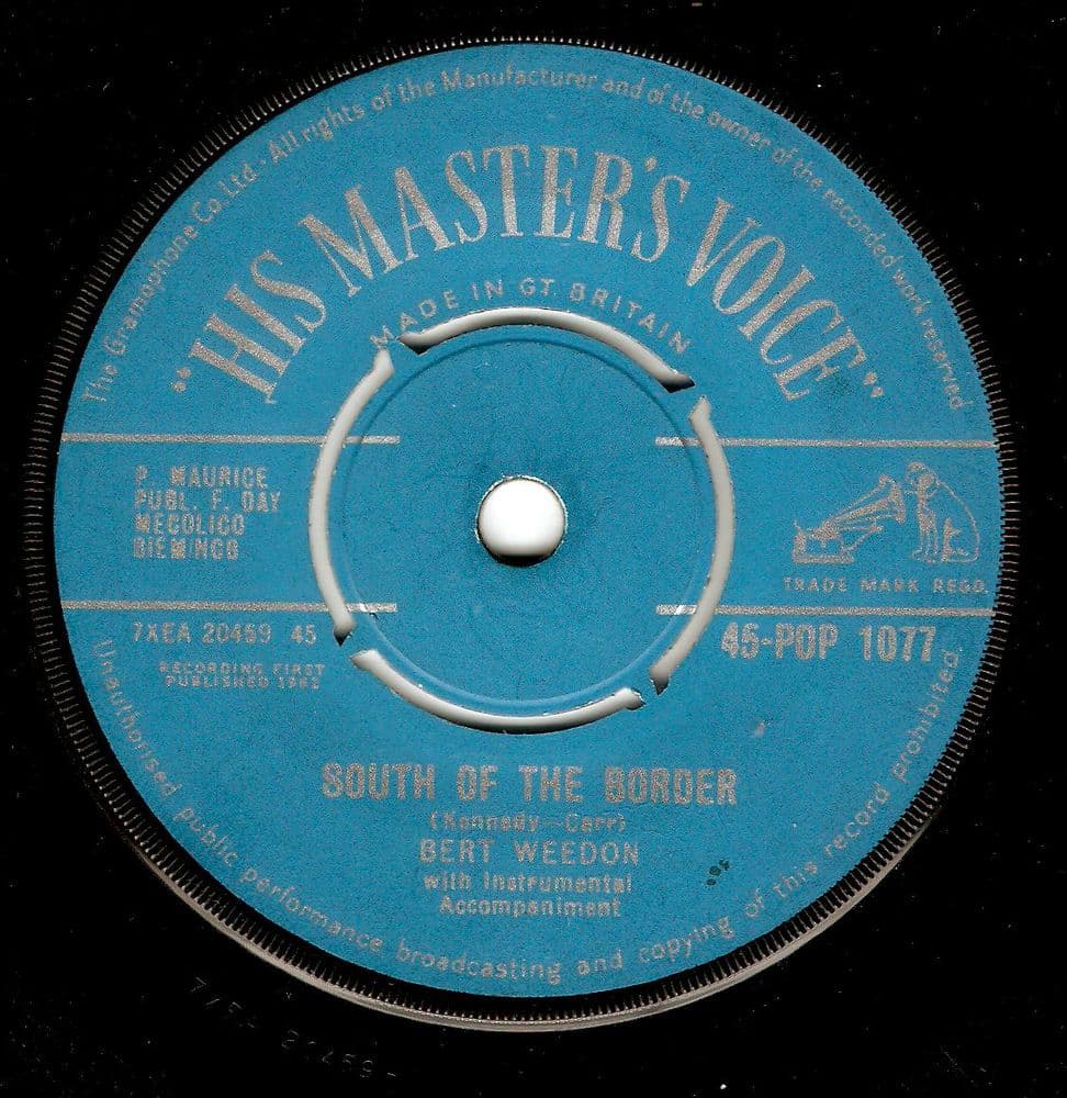 BERT WEEDON South Of The Border Vinyl Record 7 Inch HMV 1962