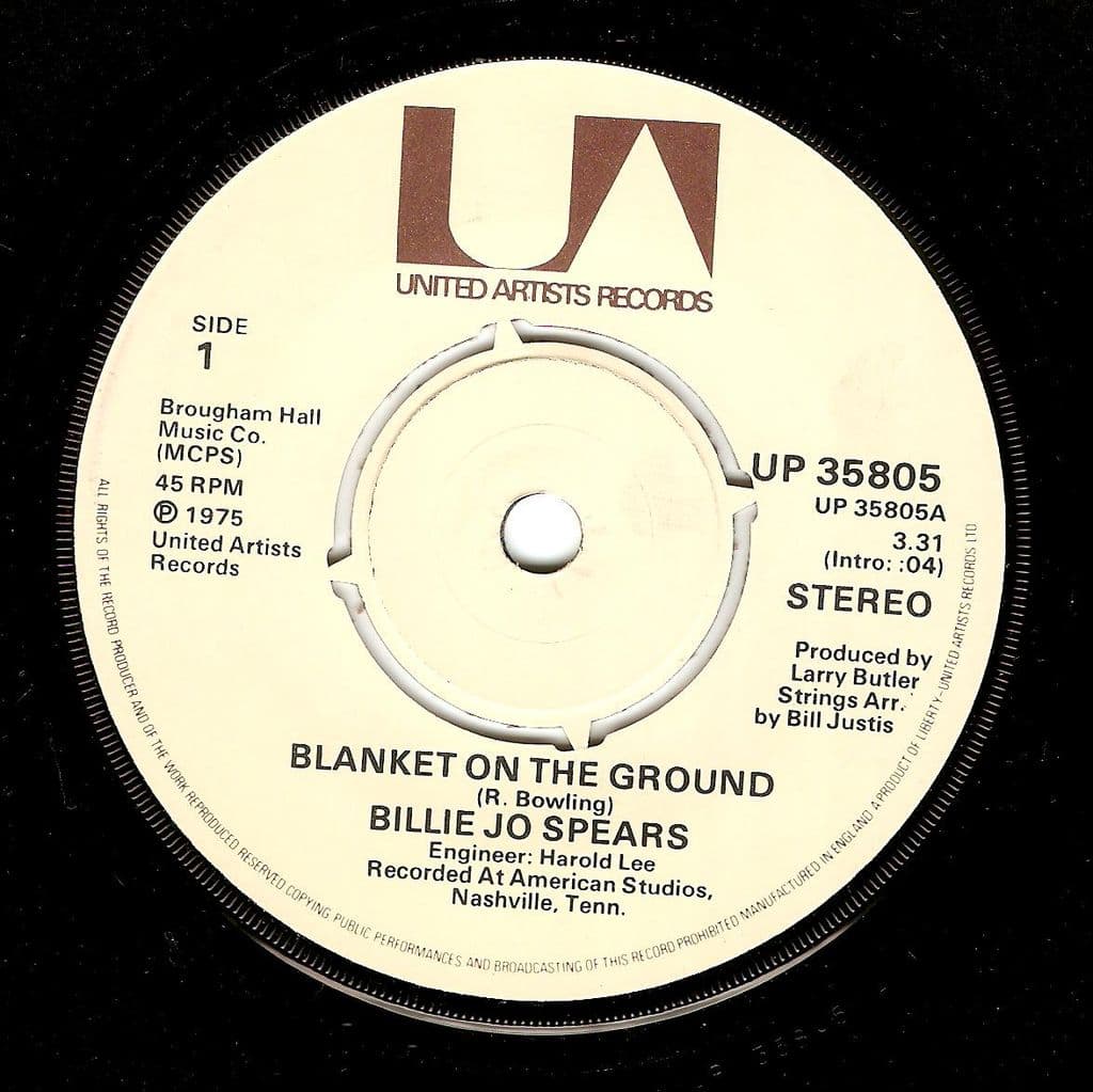 BILLIE JO SPEARS Blanket On The Ground Vinyl Record 7 Inch United