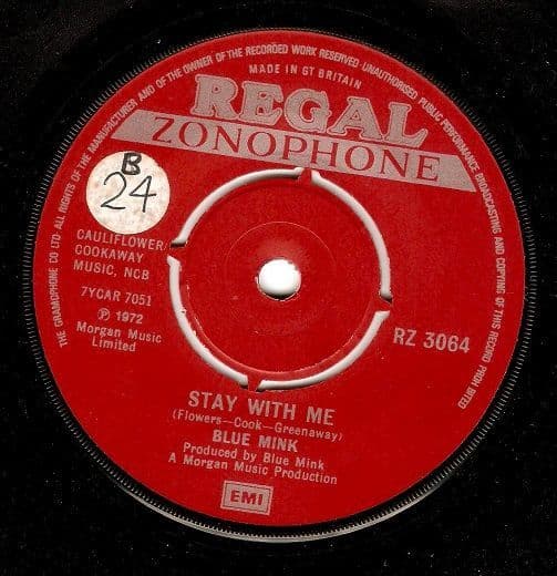 BLUE MINK Stay With Me Vinyl Record 7 Inch Regal Zonophone 1972
