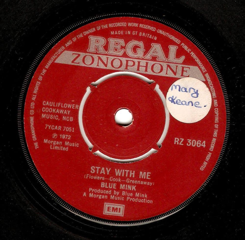 BLUE MINK Stay With Me Vinyl Record 7 Inch Regal Zonophone 1972..
