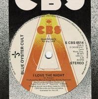 BLUE OYSTER CULT I Love The Night Vinyl Record 7 Inch CBS 1977 Promo