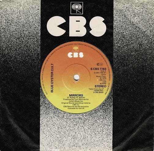 BLUE OYSTER CULT Mirrors Vinyl Record 7 Inch CBS 1979 Clear Vinyl.