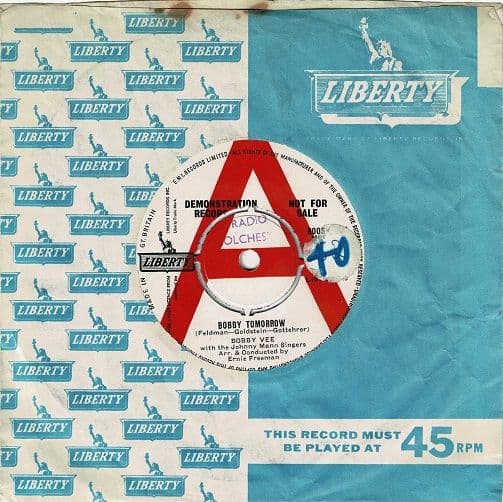 BOBBY VEE Bobby Tomorrow Vinyl Record 7 Inch Liberty 1963 Demo