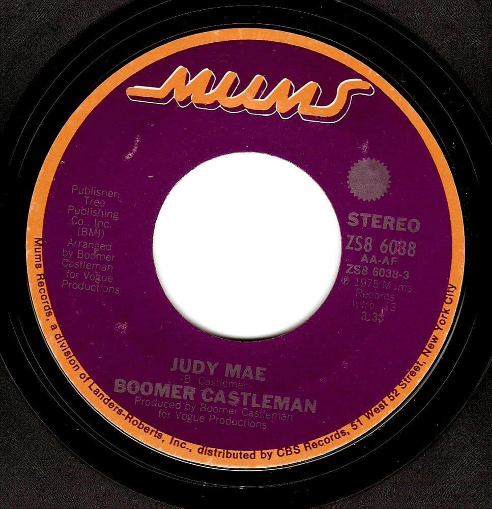 BOOMER CASTLEMAN Judy Mae Vinyl Record 7 Inch US Mums 1975