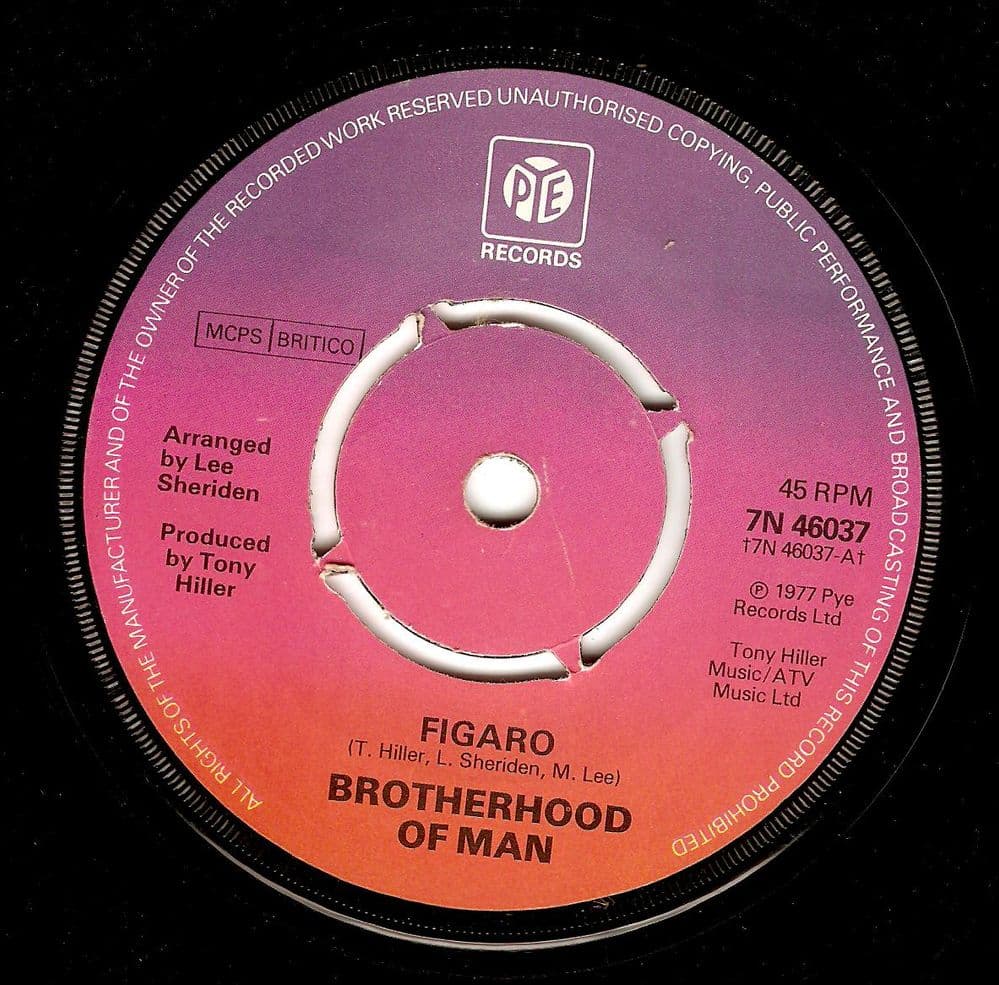 BROTHERHOOD OF MAN Figaro Vinyl Record 7 Inch Pye 1977.
