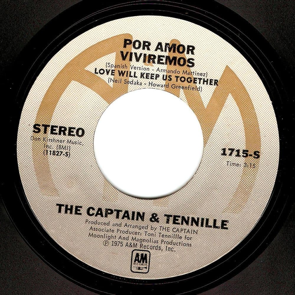 CAPTAIN AND TENNILLE Por Amor Viviremos Vinyl Record 7 Inch US A&M 1975