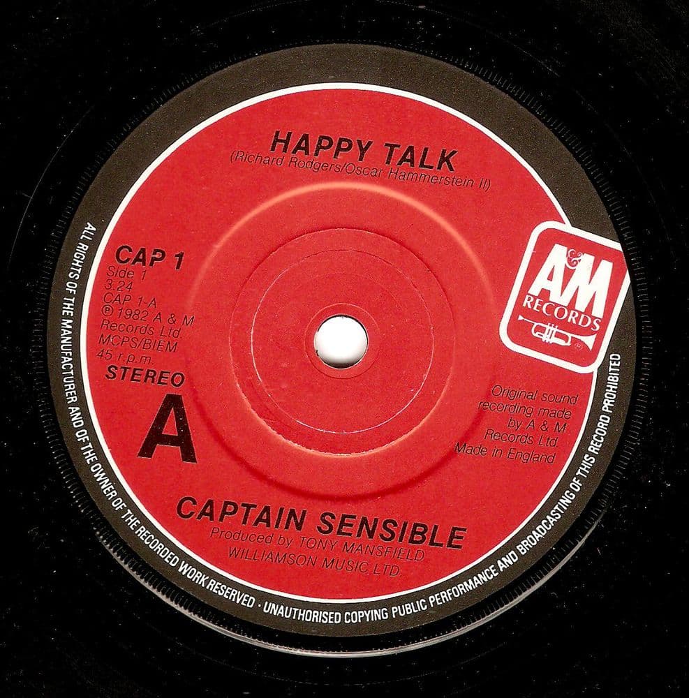 CAPTAIN SENSIBLE Happy Talk Vinyl Record 7 Inch A&M 1982