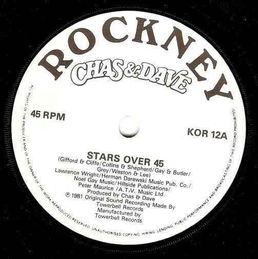 CHAS AND DAVE Stars Over 45 Vinyl Record 7 Inch Rockney 1981