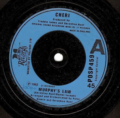CHERI Murphy's Law Vinyl Record 7 Inch 21 1982