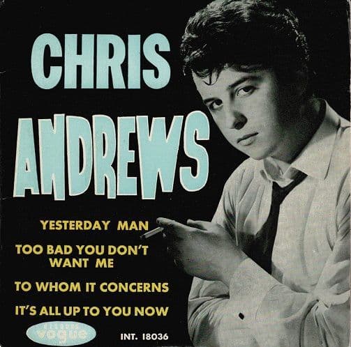 CHRIS ANDREWS Yesterday Man EP Vinyl Record 7 Inch French Disques Vogue 1965
