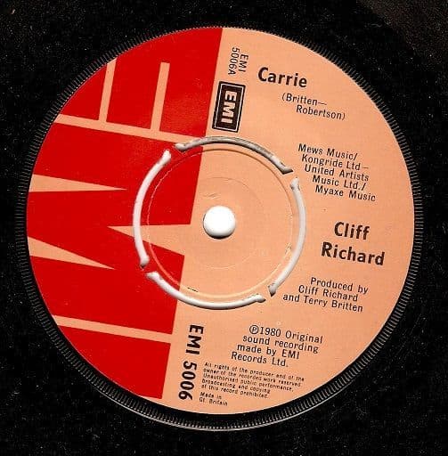 CLIFF RICHARD Carrie Vinyl Record 7 Inch EMI 1980